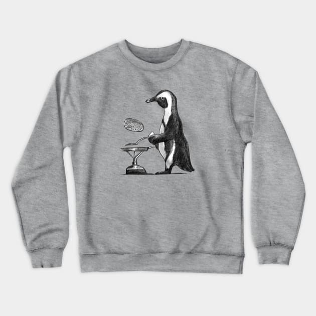 Penguin Flipping Pancakes Crewneck Sweatshirt by Hambone Picklebottom